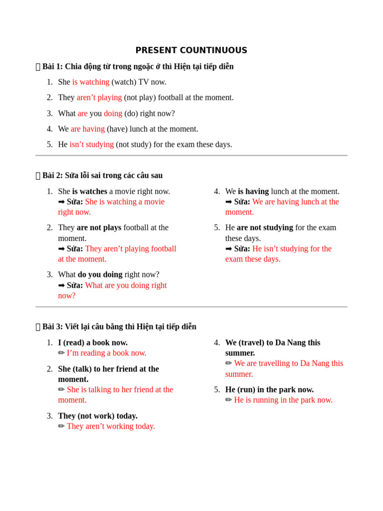 Practice - Present Countinuous Grammar | PDF | Chess Theory | Chess