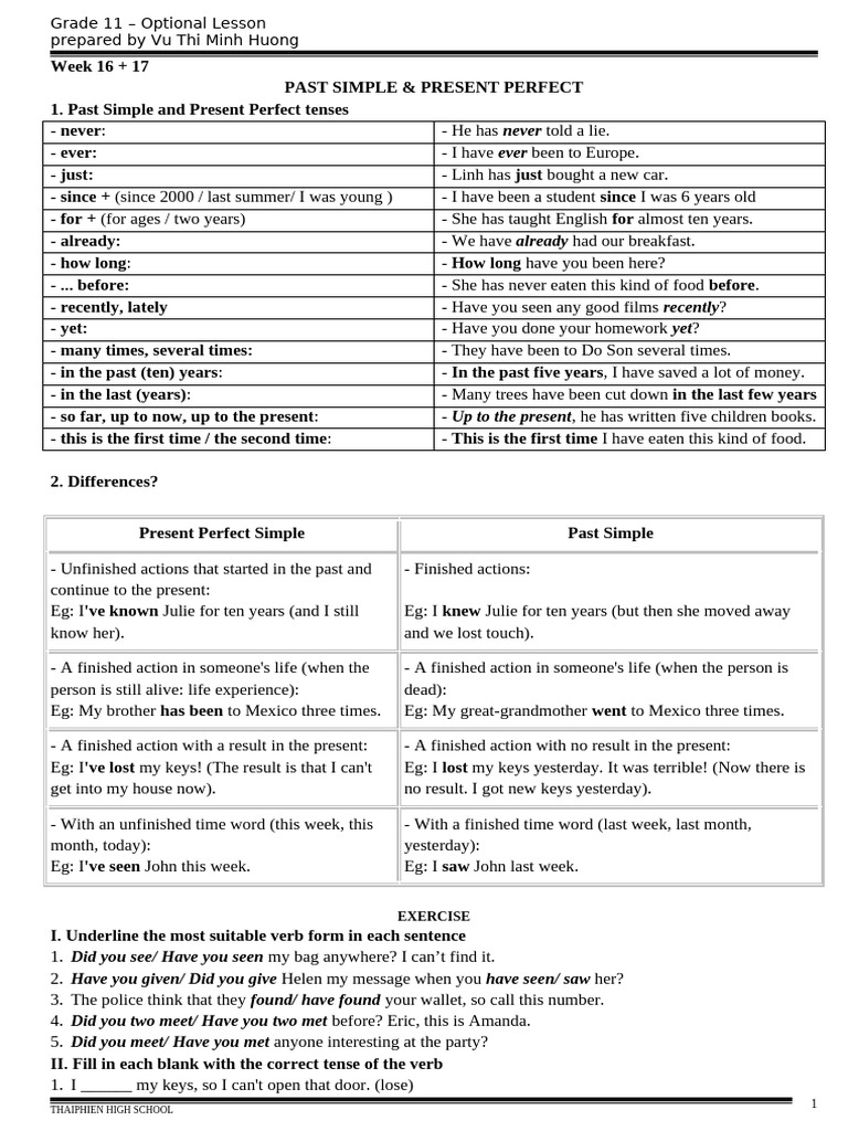 Past Simple vs Present Perfect Guide | PDF