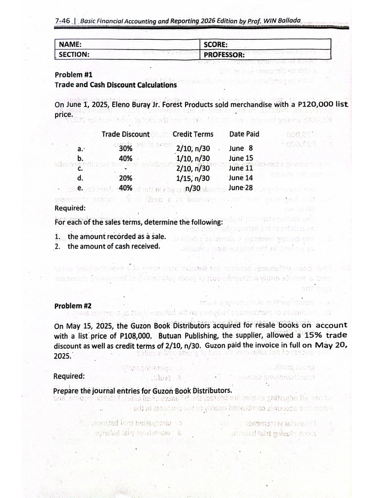 Acc111 - Ch7 Problems | PDF