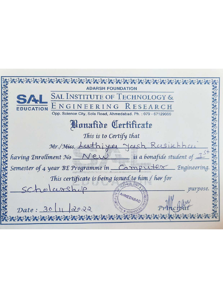 Bona-Fide Certificate Compressed | PDF