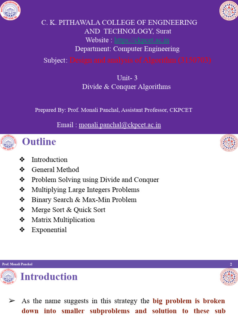 Divide and Conquer Algorithms Overview | PDF | Multiplication ...