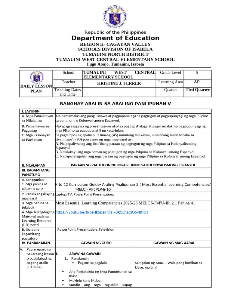 Ap Grade 5 DLP | PDF