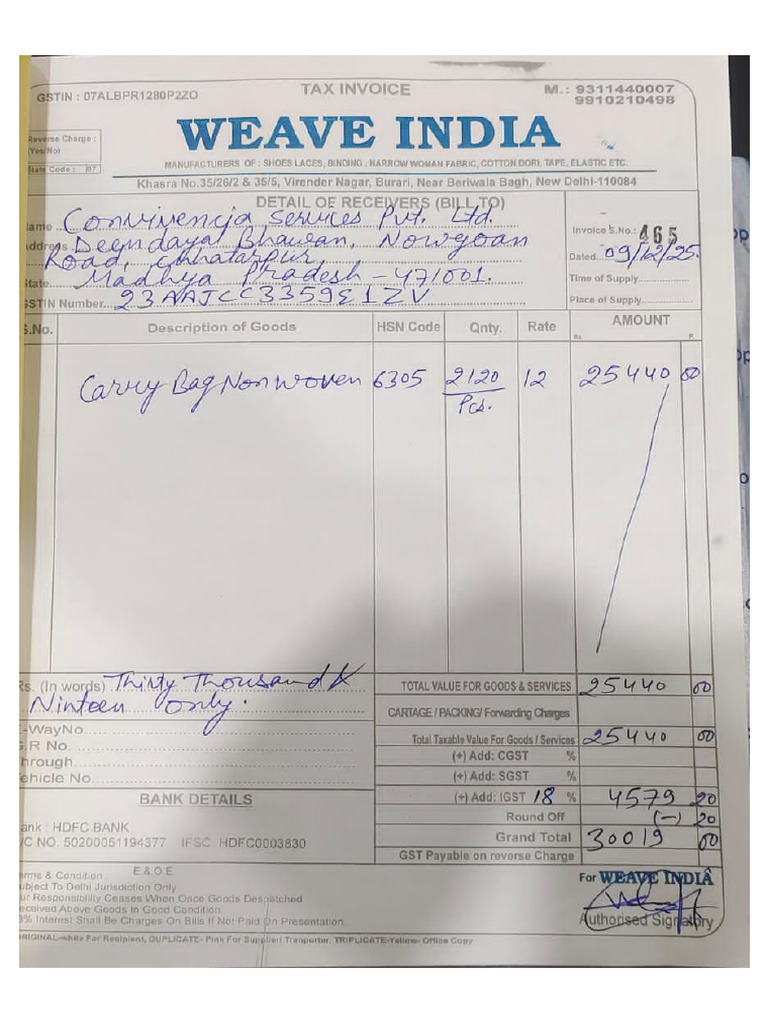 Deendayal Hardware GST Bill | PDF