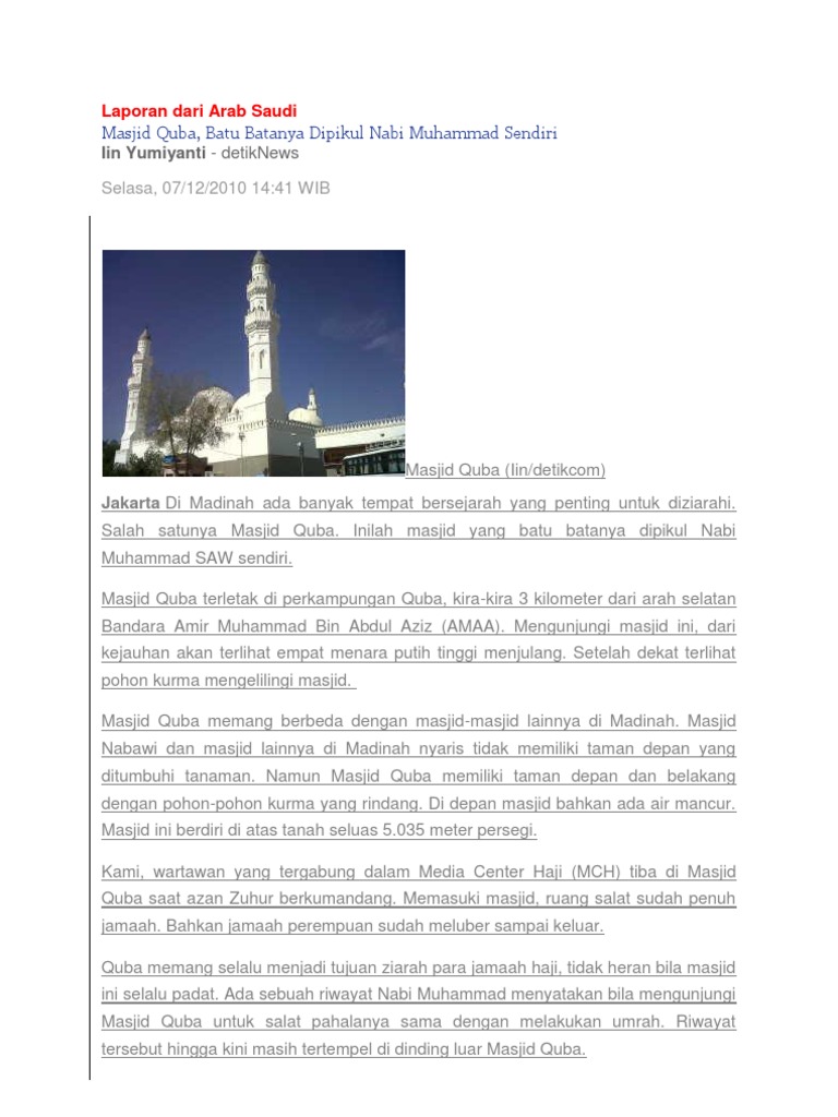 Masjid Di Sekitar Madinah