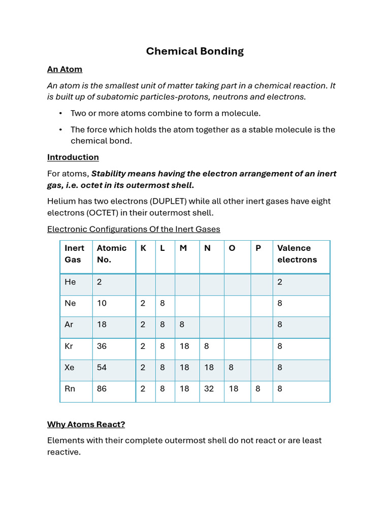 Understanding Chemical Bonding Basics | PDF | Ionic Bonding | Ion