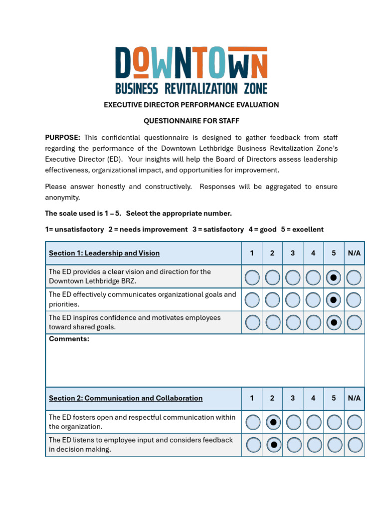 Executive Director Performance Review Survey | PDF | Performance ...
