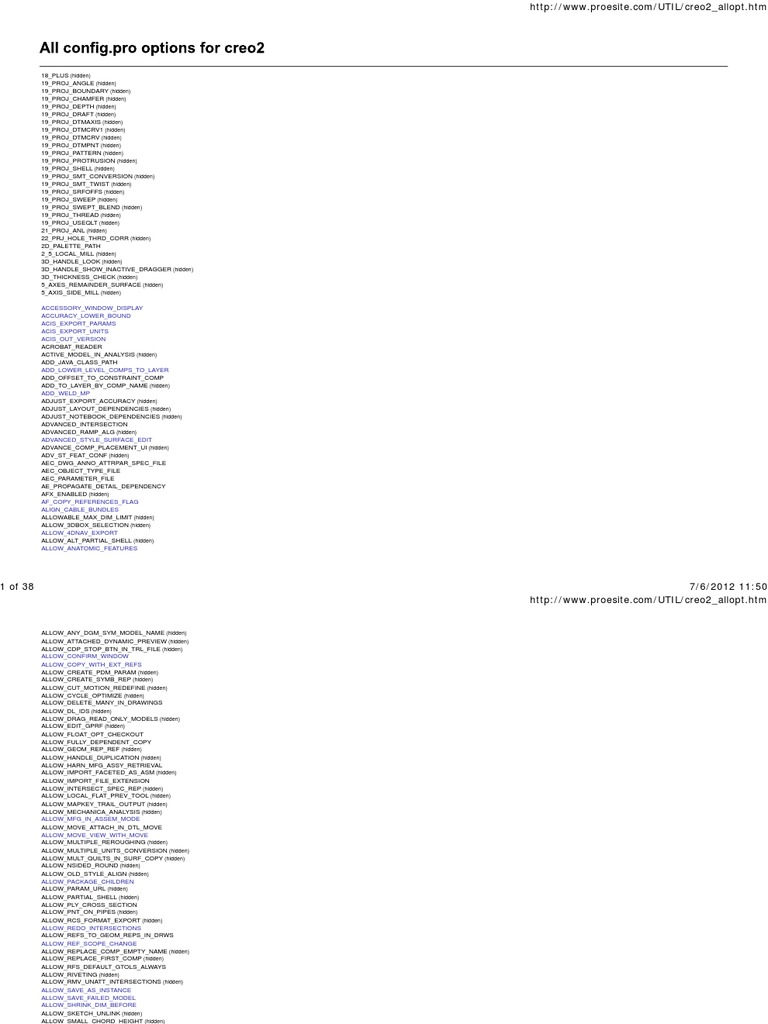 Creo 2.0 Configuration Options Guide | PDF
