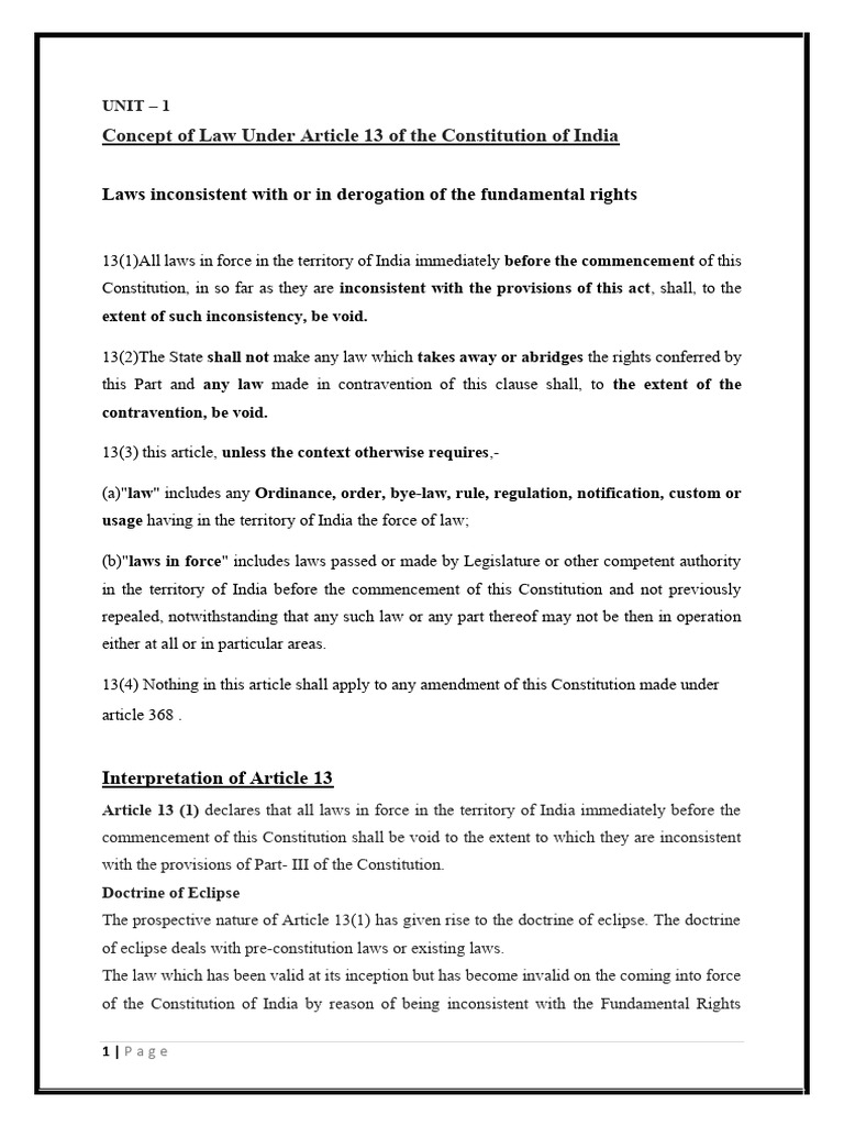 Article 13: Law and Fundamental Rights | PDF | Justice | Crime & Violence