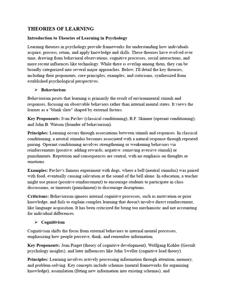 Theories of Learning | PDF | Constructivism (Philosophy Of Education ...