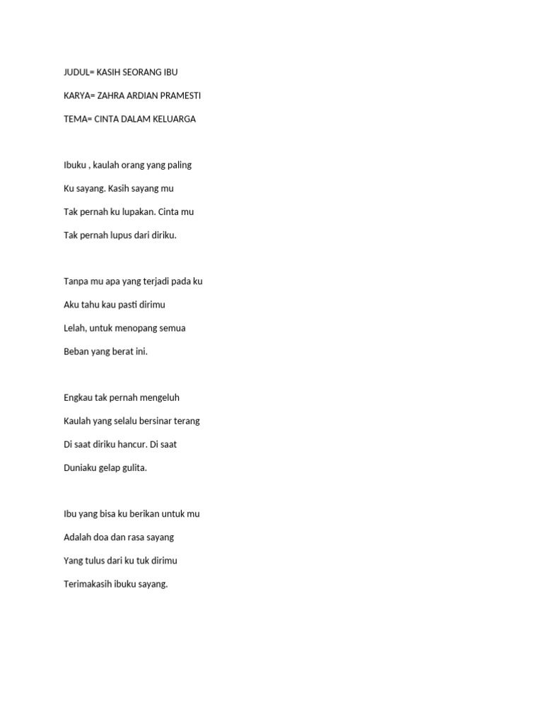 Kasih Sayang Seorang Ibu yang Abadi | PDF
