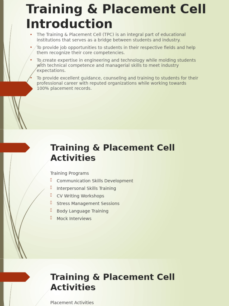Training & Placement Cell Overview | PDF | Recruitment | Leadership