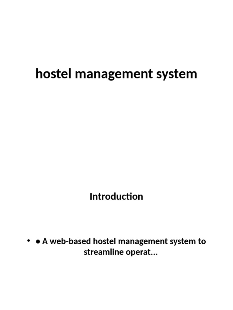Hostel Management System Presentation | PDF