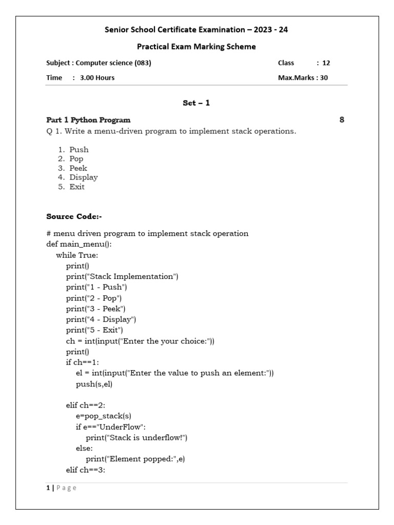 Computer Science Practical Exam Guide | PDF | Table (Database ...