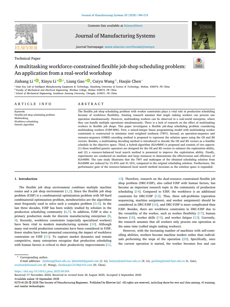 Multitasking in Job Shop Scheduling | PDF | Computer Programming ...