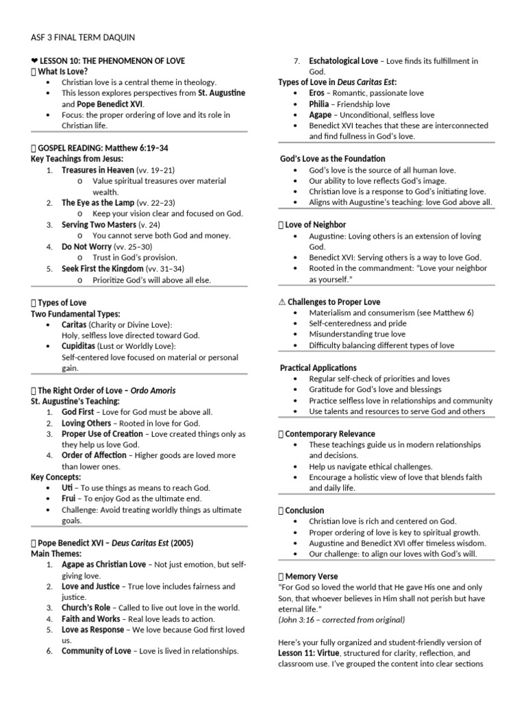 ASF 3 FINAL TERM | PDF | Love | Seven Deadly Sins