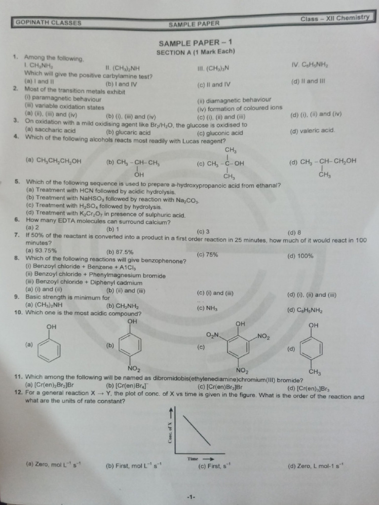 Sample Paper Chem | PDF