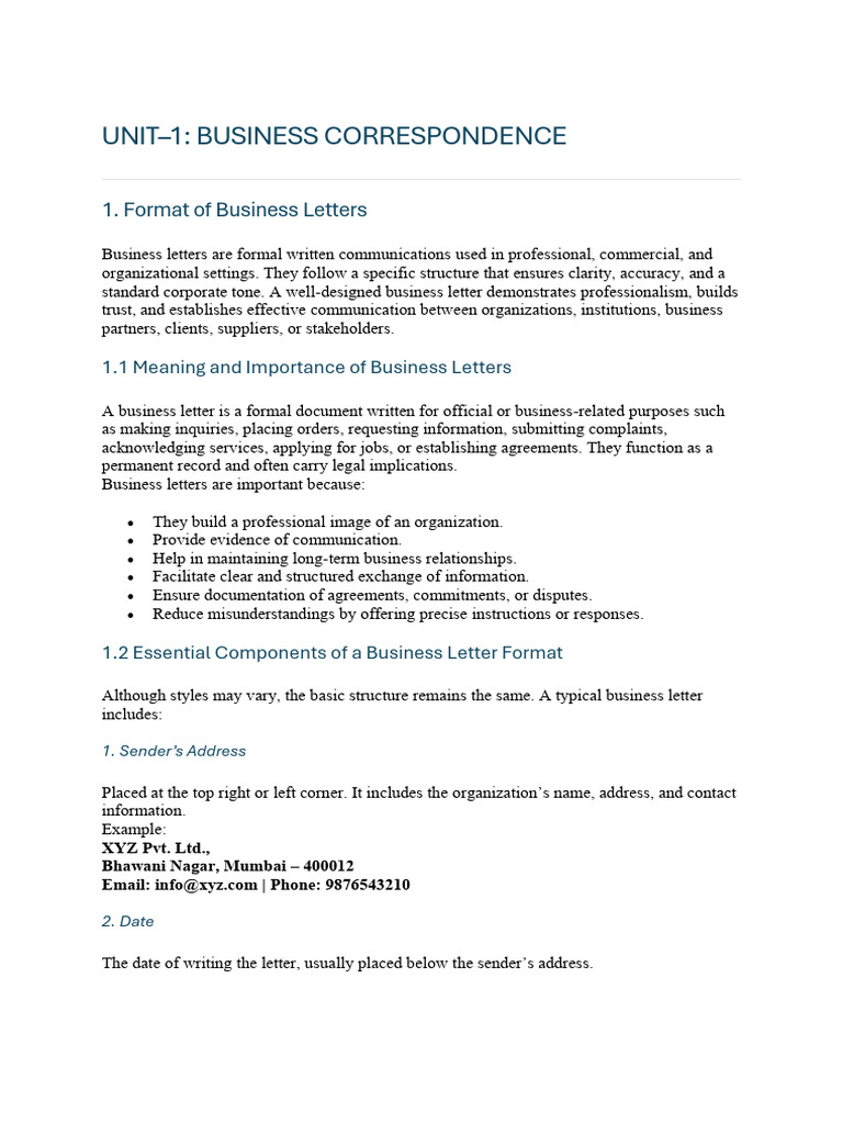 Business Letter Writing Essentials | PDF | Memorandum Of Understanding ...