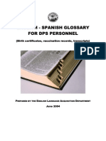 English - Spanish Glossary For Dps Personnel: (Birth Certificates, Vaccination Records, Transcripts)