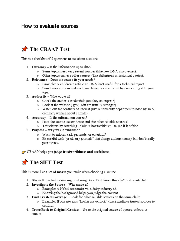 How To Evaluate Sources | PDF