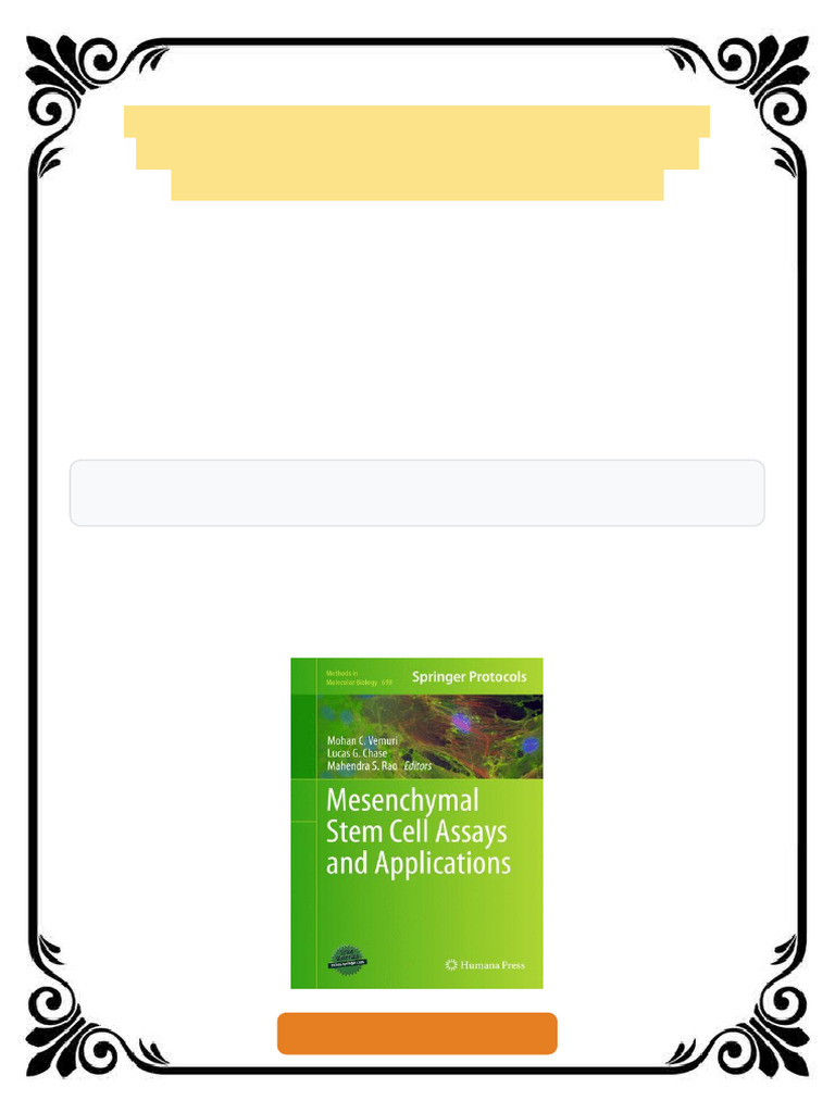 Mesenchymal Stem Cell Assays and Applications 1st Edition Mohan C ...