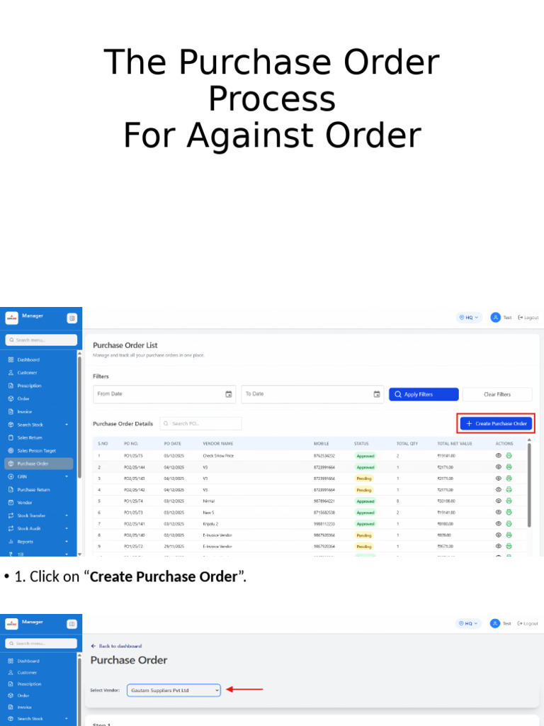 Purchase Order Creation Process Guide | PDF