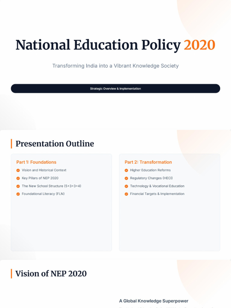 Comprehensive NEP 2020 Presentation | PDF