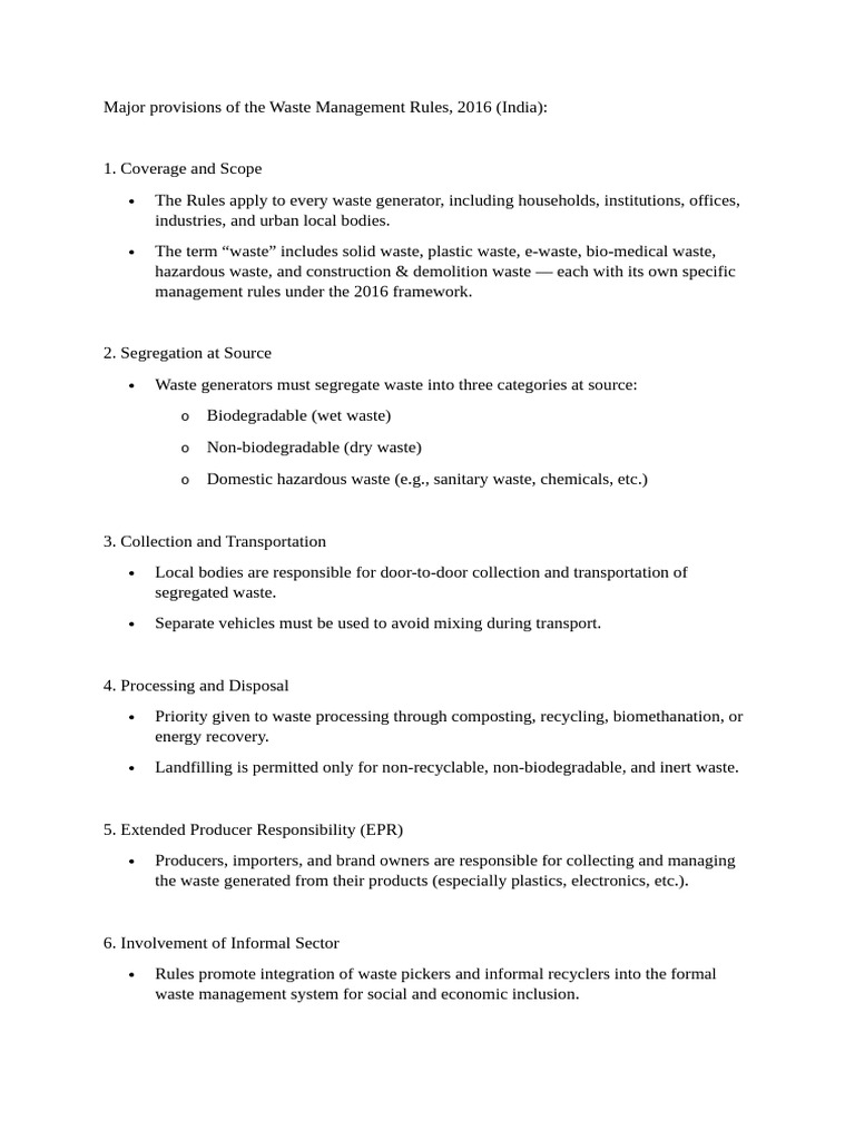 Waste Management Rules 2016 Overview | PDF