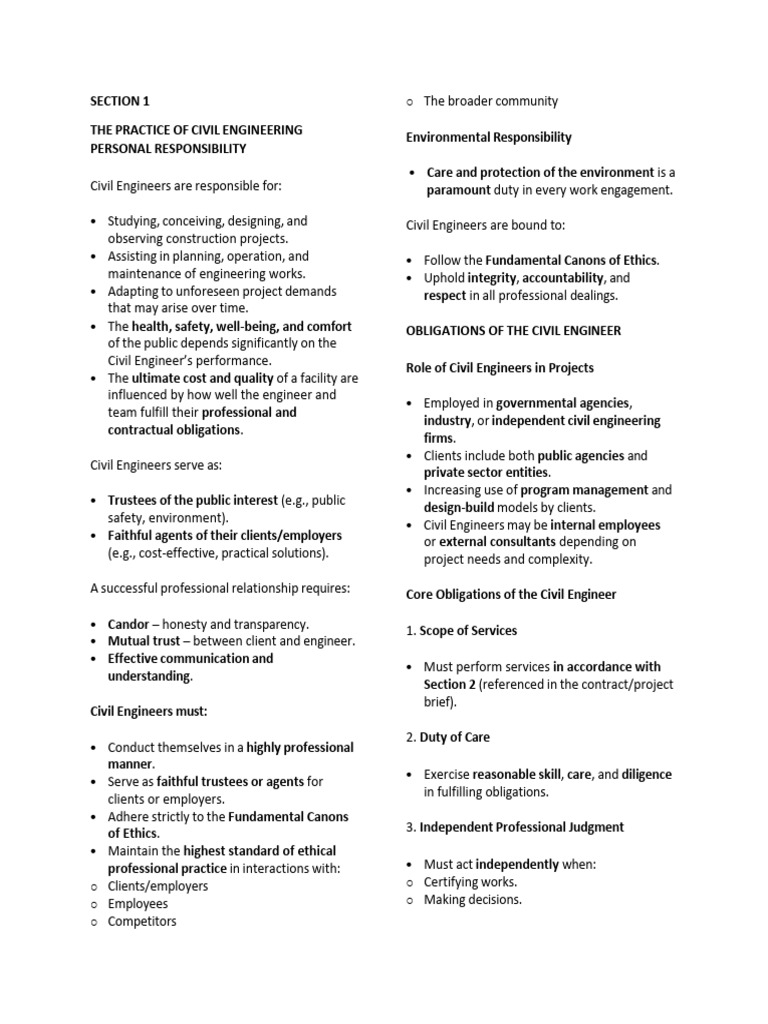 Civil Engineering Responsibilities and Ethics | PDF | Legal Liability ...