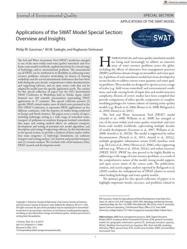 SWAT Model Applications Overview | PDF | Hydrology | Geographic ...