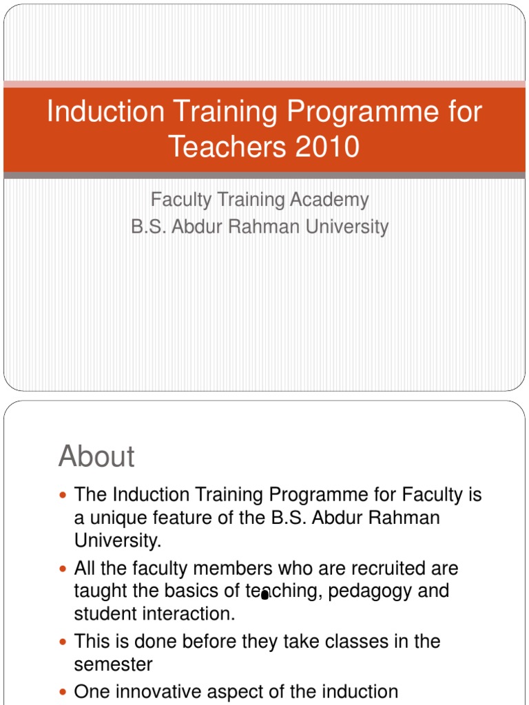 Faculty Induction Training Overview | PDF | Business | Finance & Money ...