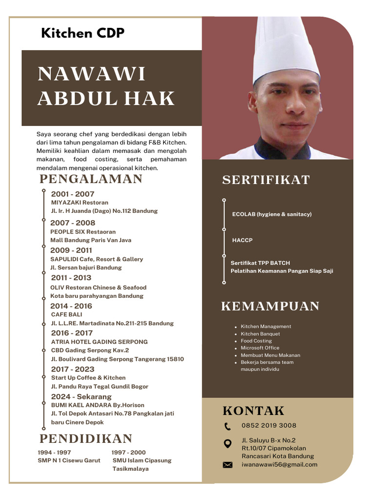 Chef Berpengalaman di Industri F&B | PDF