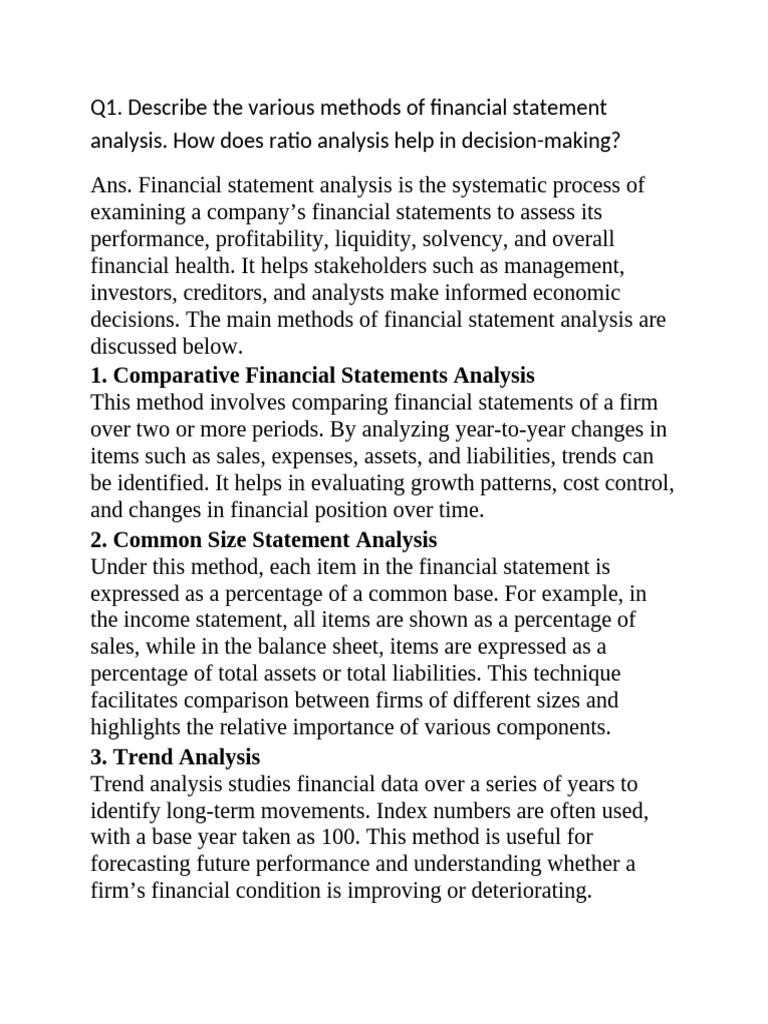 Financial Statement Analysis Methods | PDF | Debits And Credits ...