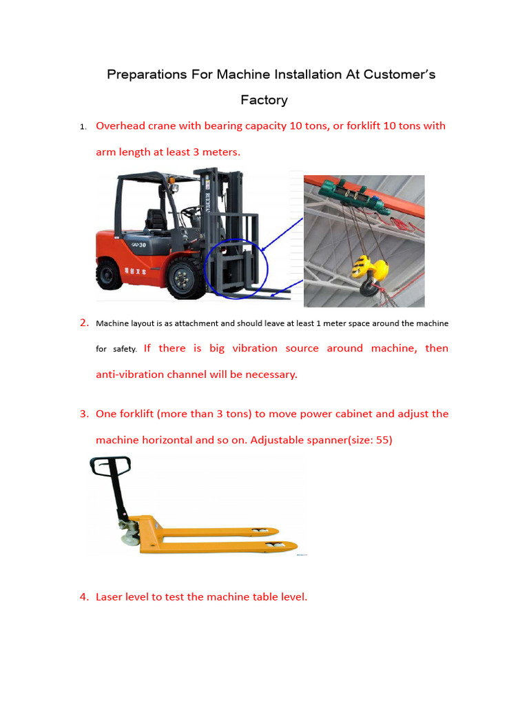 Preparations For Machine Installation | PDF