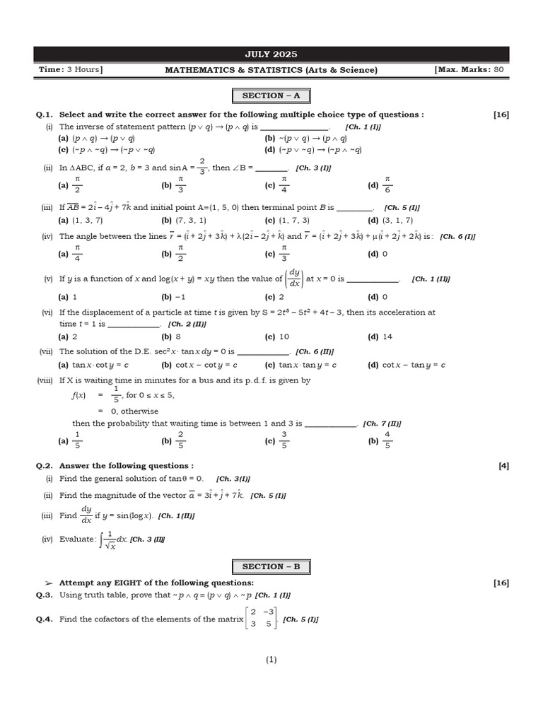 Maths July 2025 | PDF | Euclidean Geometry | Physics