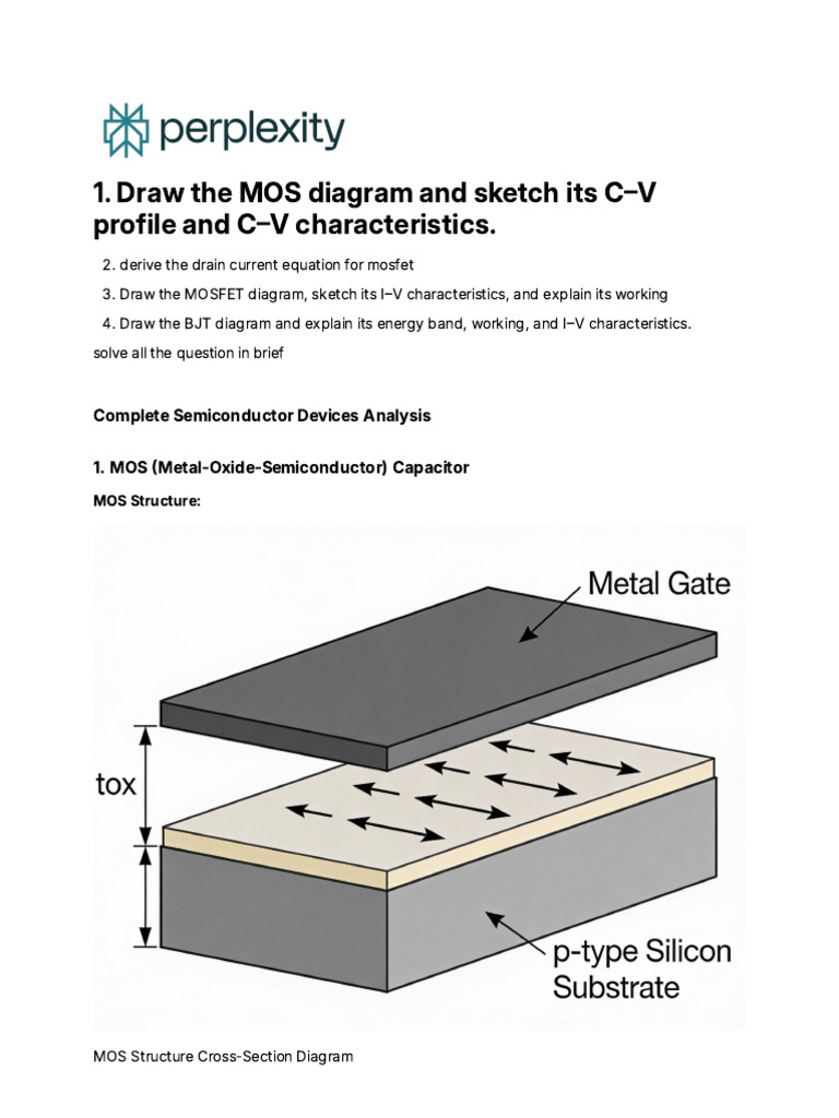 MOSFET and BJT Device Analysis Guide | PDF | Mosfet | Field Effect ...