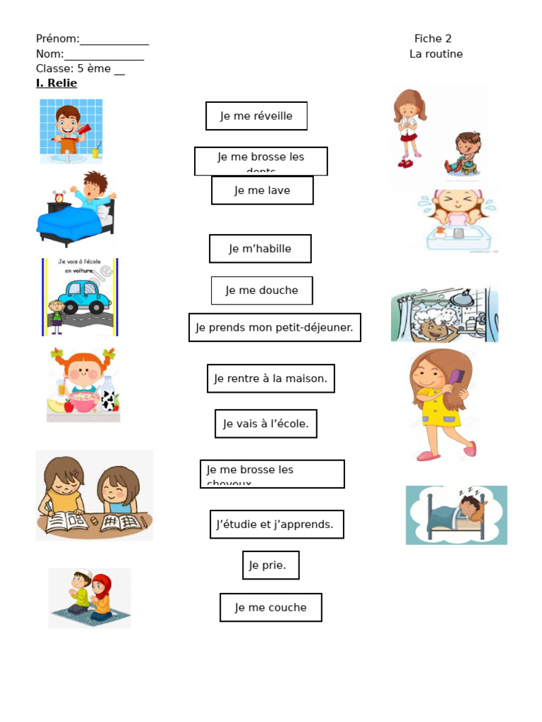 Routine quotidienne d'un élève en 5ème | PDF