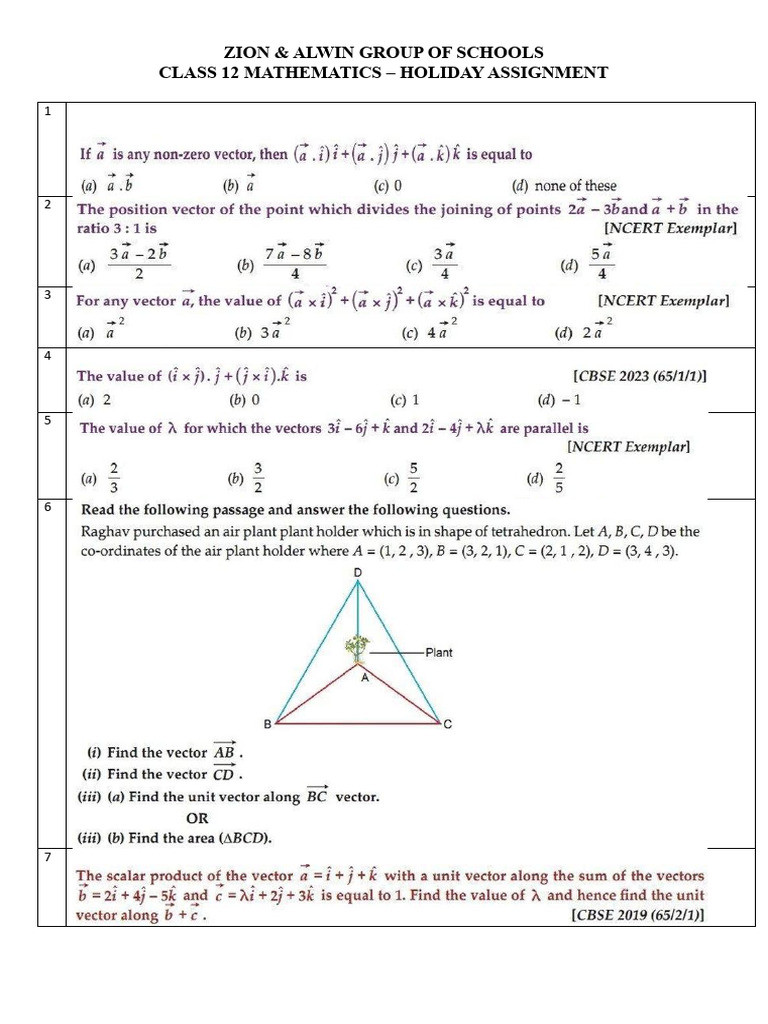 Maths Holiday Assignment | PDF