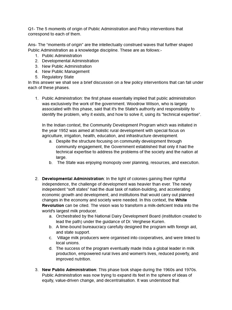 Five Phases of Public Administration | PDF | Governance | Policy