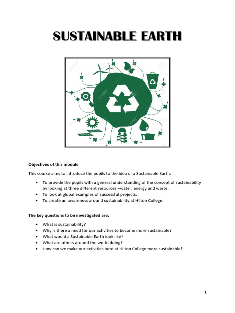 Understanding Sustainable Earth Concepts | PDF | Energy Development ...