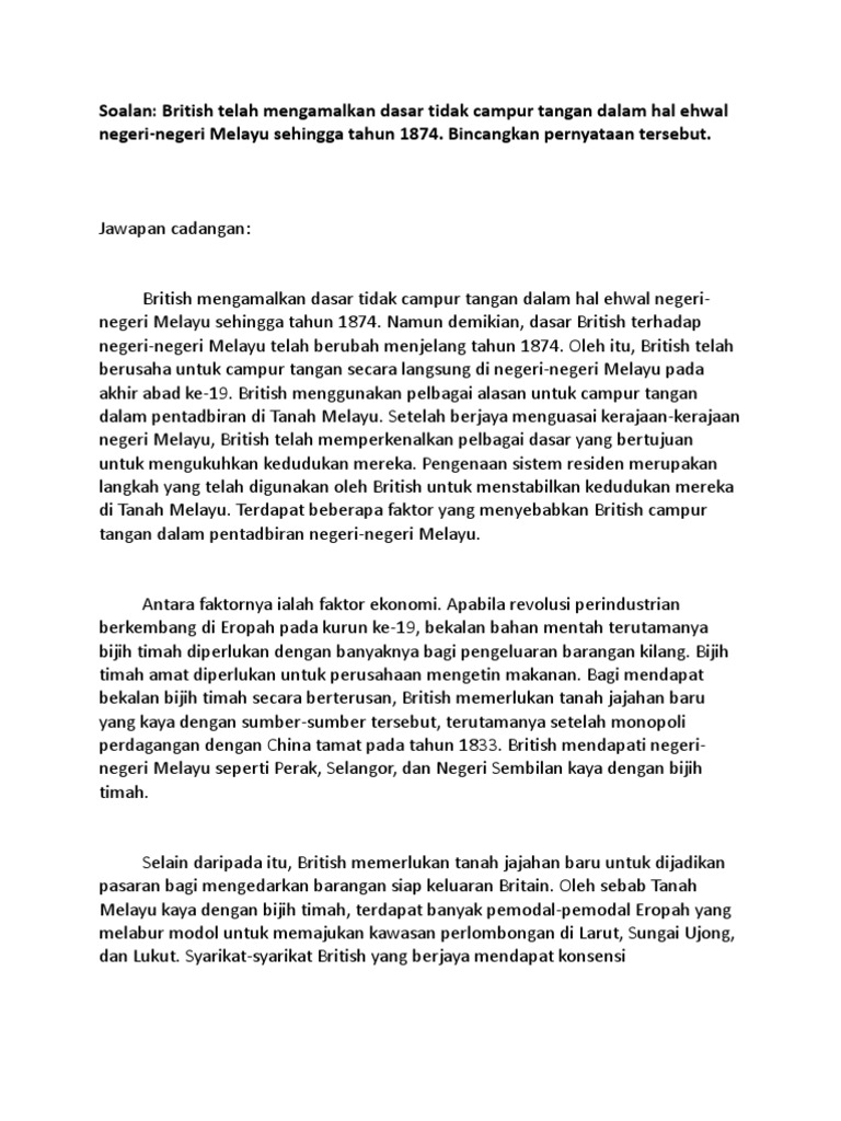 Campur Tangan British Di Tanah Melayu Voooty