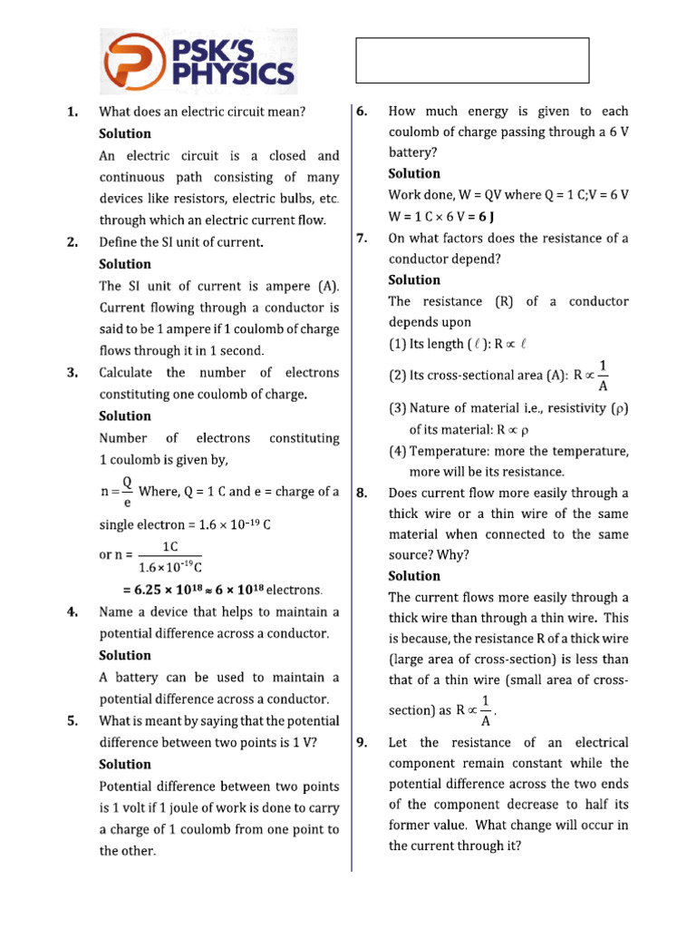 Electricity 1 | PDF