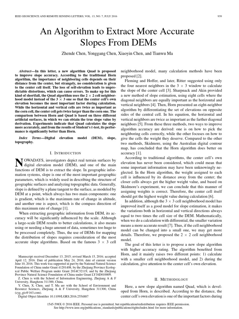 Improved Slope Extraction Algorithm | PDF | Topography