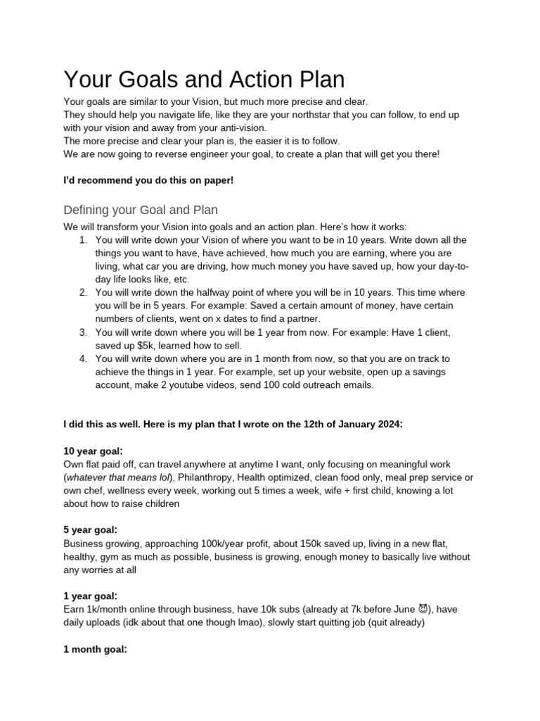 Goal Setting and Action Plan Guide | PDF