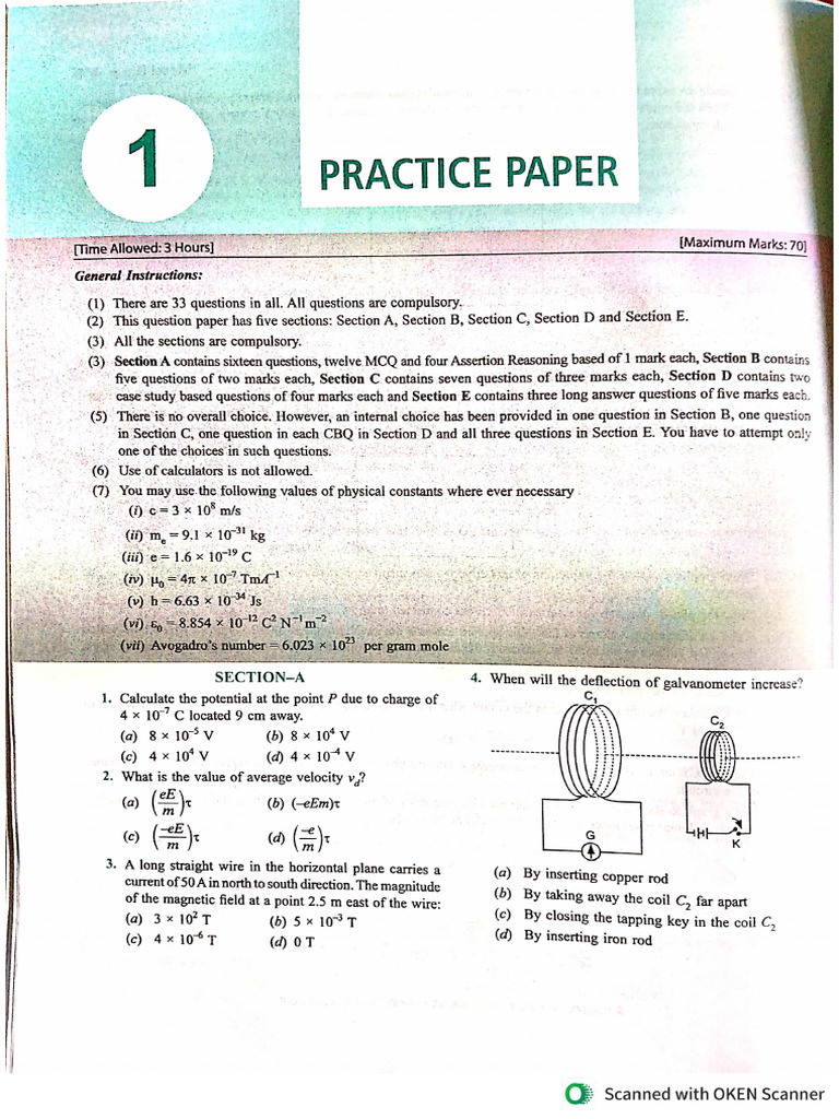 Physics Practice Paper | PDF