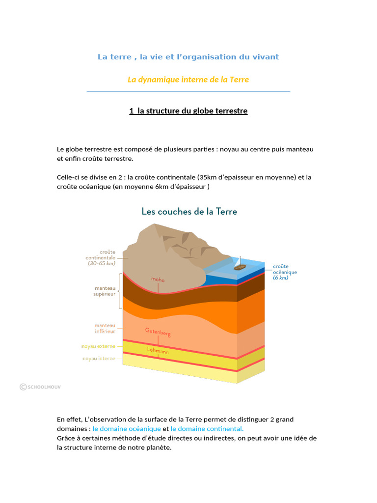 Structure interne de la Terre et géologie | PDF | Croûte terrestre | Granit