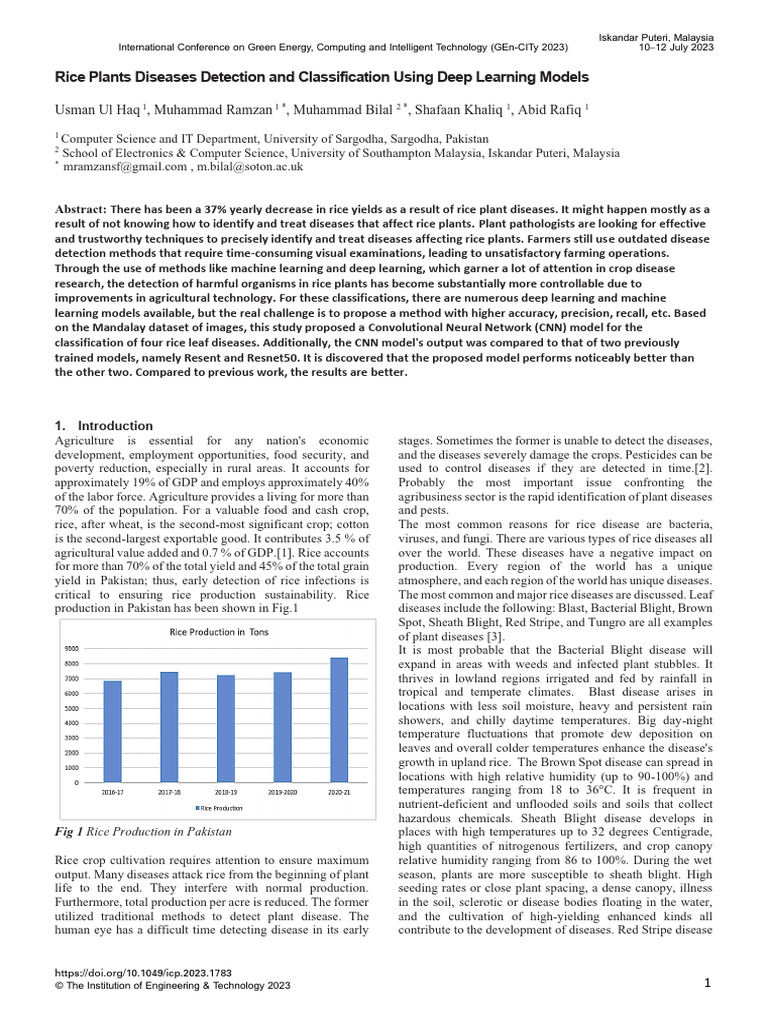 Rice Disease Detection with Deep Learning | PDF | Deep Learning ...