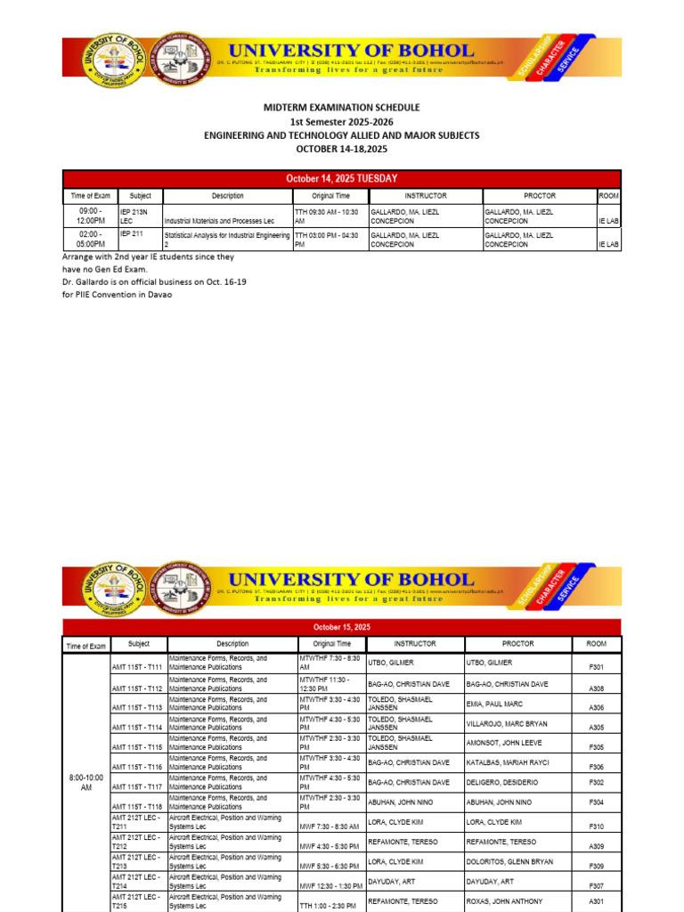 Midterm Exam Schedule 2025-2026 | PDF | Engineering