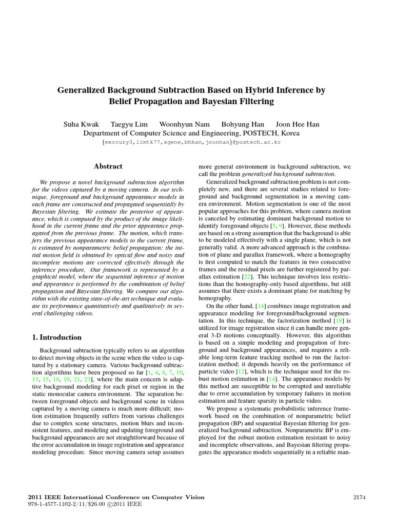 Hybrid Inference for Background Subtraction | PDF | Bayesian Inference ...