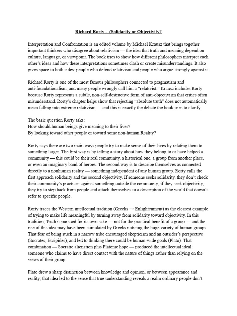 Richard Rorty (1) | PDF | Pragmatism | Richard Rorty
