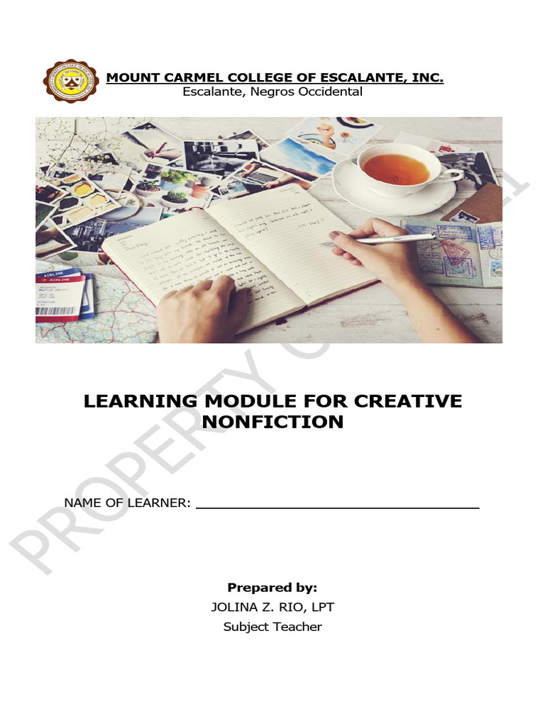 Creative Nonfiction Learning Module Weeks 3-4 | PDF | Poetry | Writing